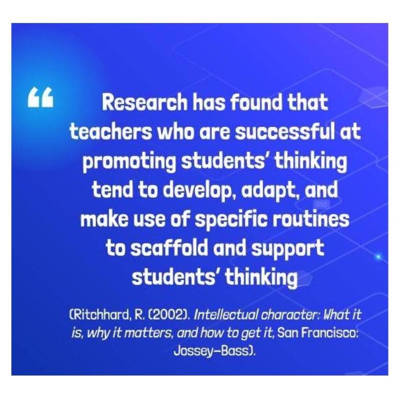 Rutinas de pensamiento gráfico. (“La investigación ha encontrado que los maestros que tienen éxito en promover el pensamiento de los estudiantes tienden a desarrollar, adaptar y hacer uso de rutinas específicas para reforzar y apoyar el pensamiento de los estudiantes”)